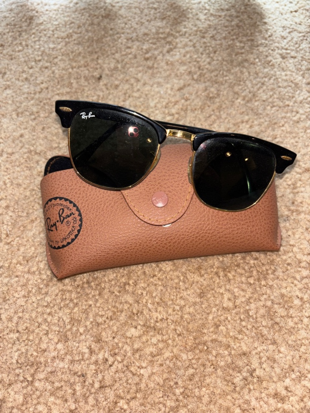 Ray-Ban Clubmaster Sunglasses Black & Gold with Dark Green Lenses
